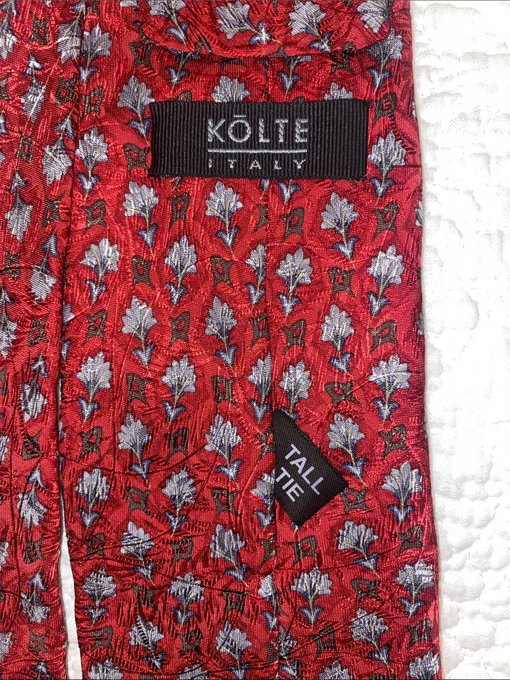 Kolte Men's Tall Red Patterned Silk Tie -